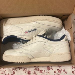 Shoes, men shoes, unisex shoe, Reebok, white, navy blue, Reebok shoes